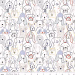 Inky Dog Club in White Flannel By Riley Blake F16024