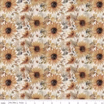 Evening on the Prairie Home in Cream Watercolor Sunflowers By Riley Blake CD16743